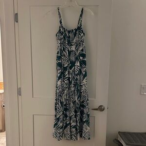 Sanctuary Teal and White Leaf Print Maxi Dress